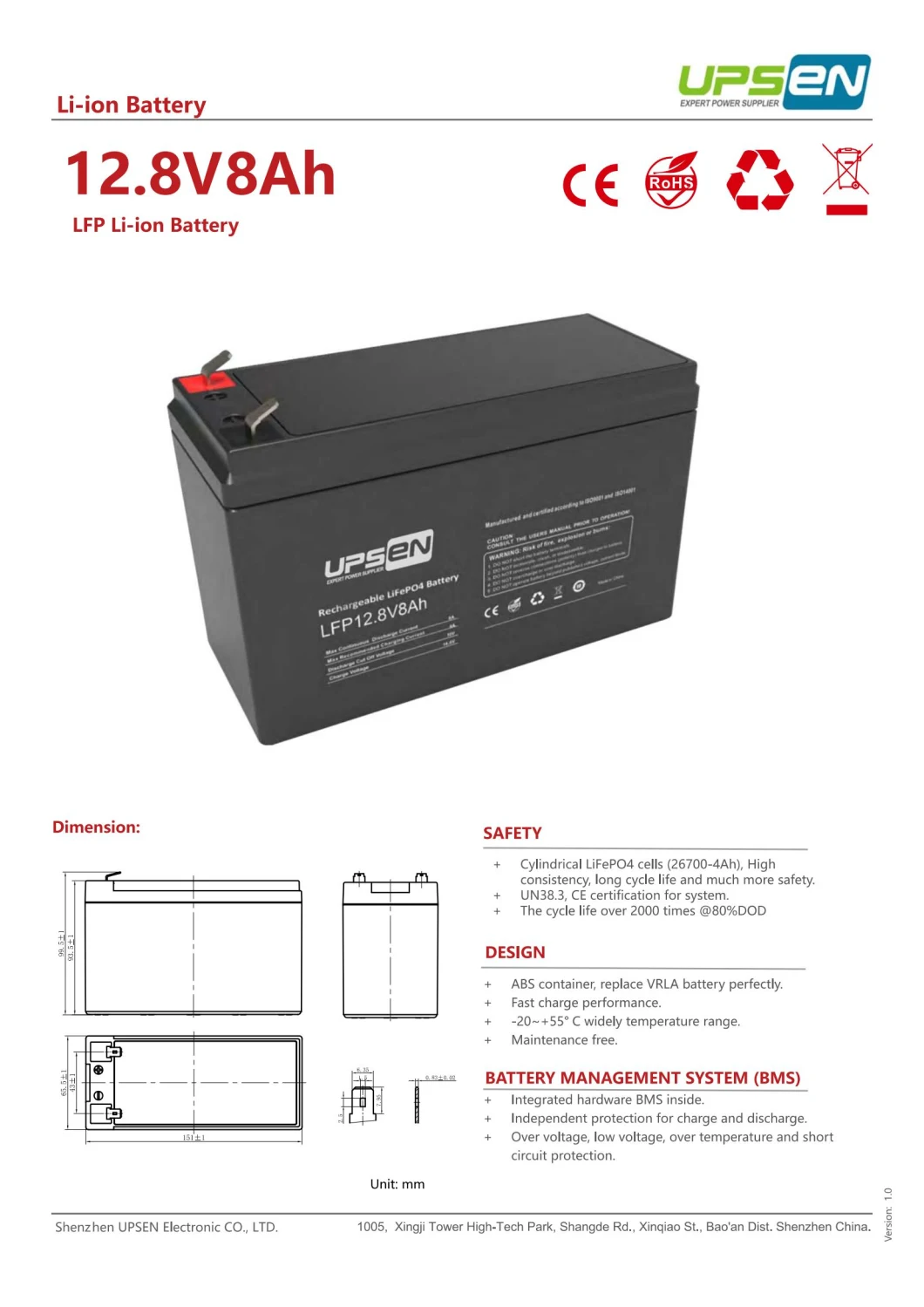 Deep Cycle Lithium Iron Phosphate Battery 12.8V LiFePO4 Batteries 50ah 100ah 200ah 300ah Lithium Battery Solar Storage